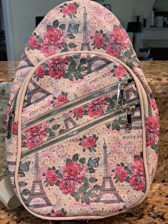 Blush Crush Handbags - Paris Postcard Floral Eiffel Tower Crossbody